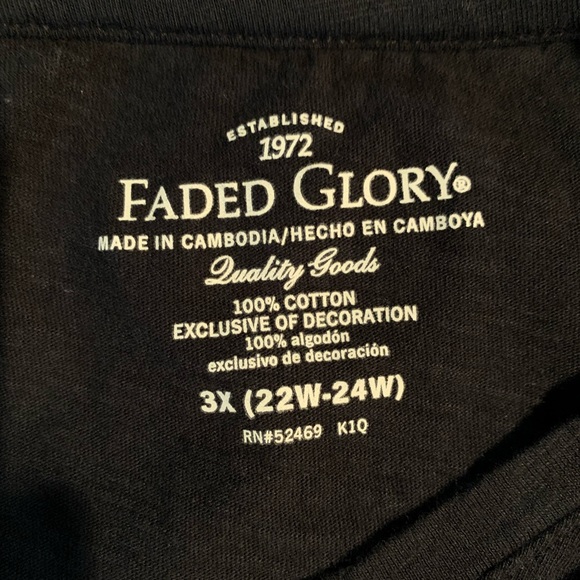 Faded glory black embroidered neckline tee shirt top , size 3x - Picture 4 of 4